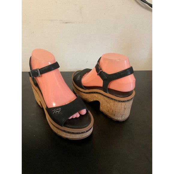 Karl Lagerfeld Black Platform Sandals - Picture 2 of 7